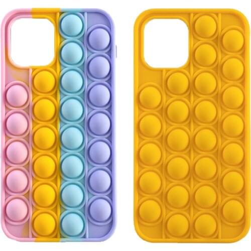 AntiStress Relive Fidget Toys Phone Case Bubble Soft Silicone Phone Cover for Iphone 6/6s/7/8 Plus X/XR/XS 11/12 Pro Max
