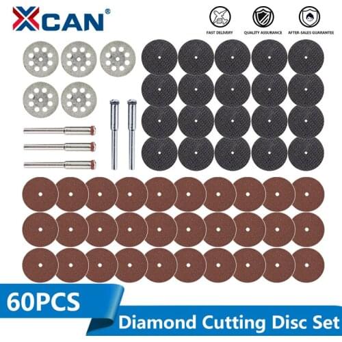 XCAN Diamond Cutting Disc Set 60pcs Mini Circular Saw Blade For Cutting Metal Wood Copper Resin Cut-Off Wheels Mini Saw Blade