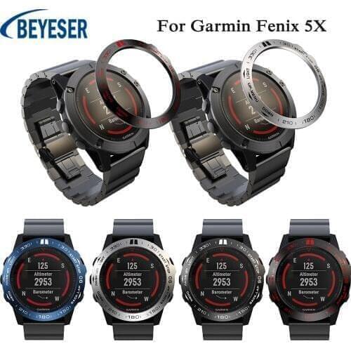 For Garmin Fenix 5x/5x Plus Bezel Ring Styling Frame Case Smart Watch Stainless Steel Cover Anti-scratch Protection Ring