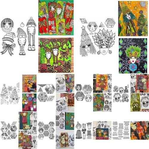 Clear Silicone Stamps Various Women Face Veil Christmas Hats Elf Boots Clothes Sentences Words Strips for DIY Scrapbooking 2021