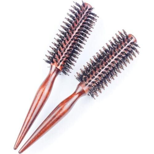 2 Types Straight Twill Hair Comb Natural Boar Bristle Rolling Brush Round Barrel Blowing Curling DIY Hairdressing Styling Tool