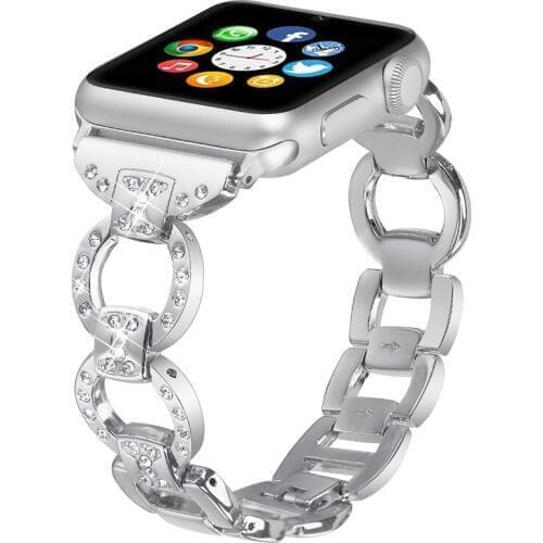 38mm 42mm Watch Strap For Apple Series Metal SteeL Crystal Diamond Wrist Chain Watch Band For Apple Watch Series 1 2 3 Watchband