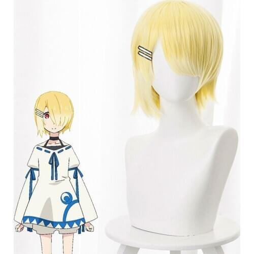 Come Again Lord Demon! Yake Yellow Gradient Upturned Short Hair Cos Wig Anime Cosplay Short Fluffy Kawaii Female Game Wig Hair