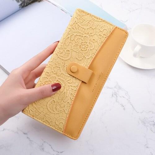 Womens Wallet Pu Leather Lace Printing Long Female Zipper Buckle Multi-card Coin Purses High Quality Ladies Holder Phone Bag