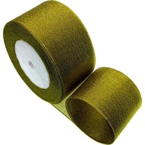 25Yards 2" 50mm gold organza glitter ribbon party home wedding decoration gift wrapping christmas ribbon