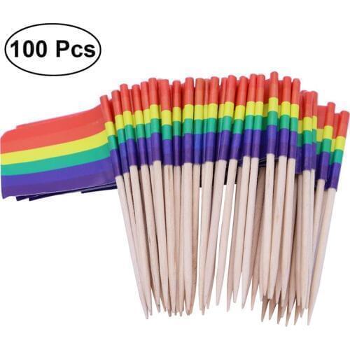 100pcs Racing Flag Toothpicks Flag Picks Appetizer Toothpicks Wood Toothpicks Fruit Sticks for Cocktail Party Appetizer Picks