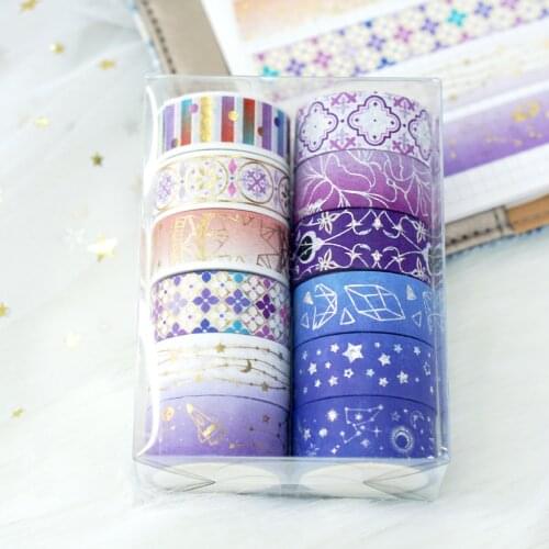 12-volume suit and paper tape purple constellation hot stamping silver starry sky universe hand book sticker
