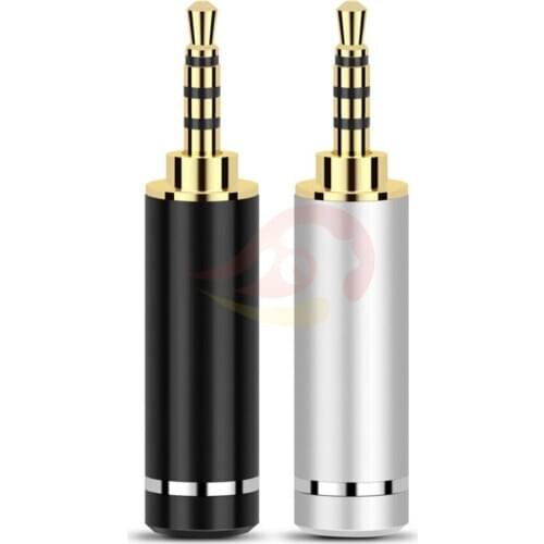 2.5mm Earphone Plug 4 Pole Stereo Copper Gold Plated DIY Audio Jack Headphone Wire Connector HiFi Headset Metal Splice Adapter