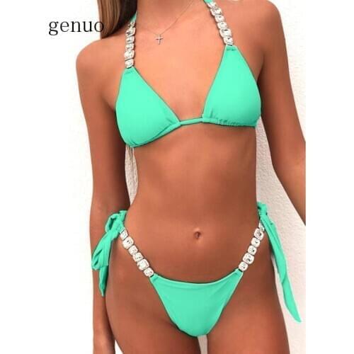 2020 Rhinestone Swimwear Ms. Lace Bikini Crystal Diamond Bikini Set Metal Chain Swimsuit Women Luxury Aristocrat