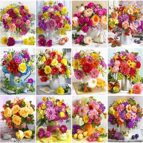 AZQSD Diamond Embroidery Rose Daisy Mosaic Rhinestones Diamond Painting Flower Cross Stitch Handicraft Home Decoration Gift