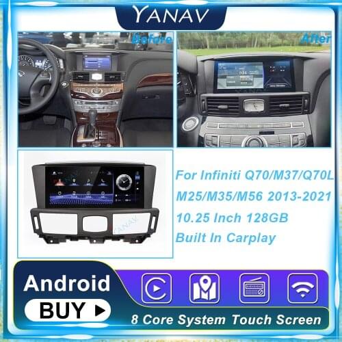 6G 128G Radio Android For Infiniti Q70 Q70L M25 M35 M37 M56 Touch Screen Receiver Car GPS Navigation 2 Din Audio Video Head Unit