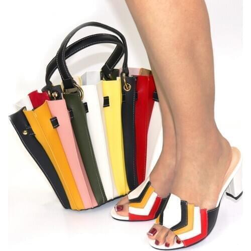 Doershow good price Italian Shoes and Bag Set African Wedding Shoe and Bag set Italy Shoe and Handbag Summer Set Women HRT1-12