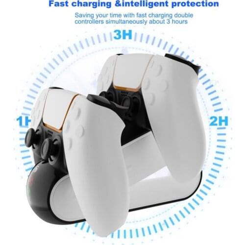Dual Fast Charger With LED For PS5 Wireless Controller USB Type-C Charging Cradle Dock Station Gamepad Charger Base For PS5
