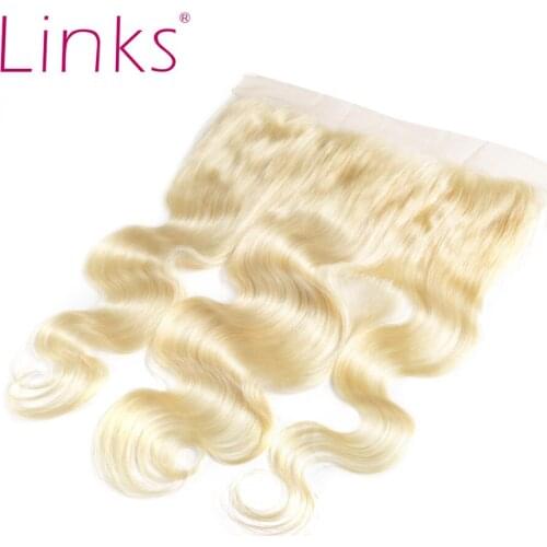 Links 13x4 Lace Frontal 613 Blonde Brazilian Remy Human Hair Body Wave Frontal Swiss Lace Ear to Ear Lace Frontal Closure