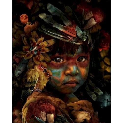 GATYZTORY Frame Bird And Girl DIY Painting By Numbers Figure Painting Acrylic Paint By Numbers Home Wall Art Picture 40x50cm Gif