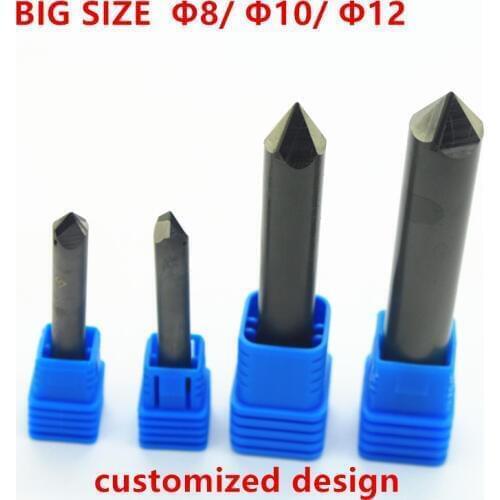 BIG SIZE 8 mm 10 mm Diamond stone cutter End mill PCD Engraving bits granite engraver tools carved cutter for Marble