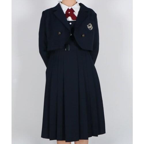 Two piece suit with bow tie socks JK suit JK dress coat Uniform suit coat dress long skirt