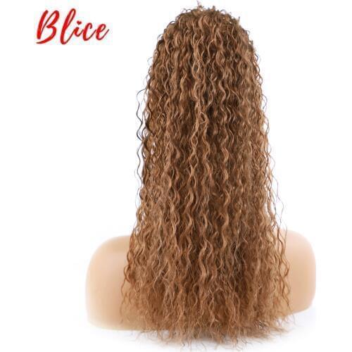 Blice Drawstring Ponytail Afro Kinky Curly Hairpiece With Two Plastic Combs Light Brown Synthetic Hair Extensions 18 Inch