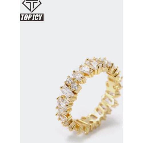 2021 New Arrival Irregular Stones 6 Times 14k Gold Plated Brass Ring AAA+ Cubic Zircon Prong Setting Rings Jewelry
