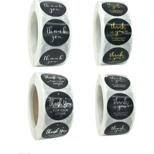 Hot 500pcs/roll Gold Silver Thank You Stickers Seal Labels Local Handmade Custom Scrapbooking for Gift Decor Stationery Sticker