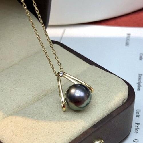 MADALENA SARARA 18K Gold Chain Women Necklace 10-11mm Tahiti Saltwater Pearl Prong Setting Pendant Necklace