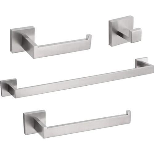 Brushed Nickel 4-piece Bathroom Towel Rack Bathroom Hardware Accessories Set Tomwel Bar Wall-mounted Bathroom Towel Rack