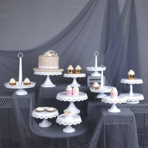 Metal vintage white lace cake plate dessert table decoration cake tray