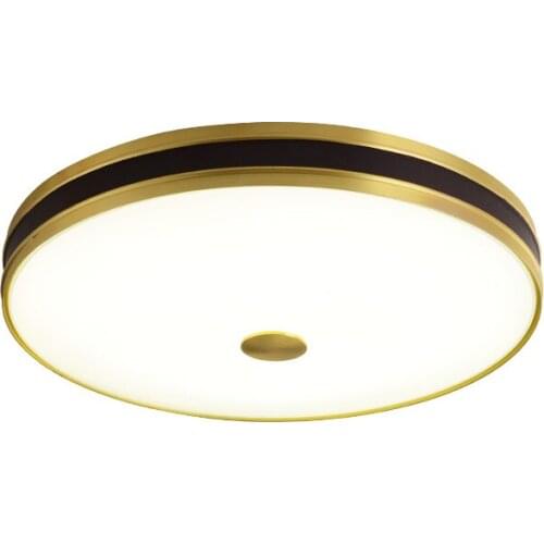 Minimalist Round LED Ceiling Lamps Glass Lampshade American Style Ultra Thin Bedroom Study Balcony Copper Ceiling Mounted Lights