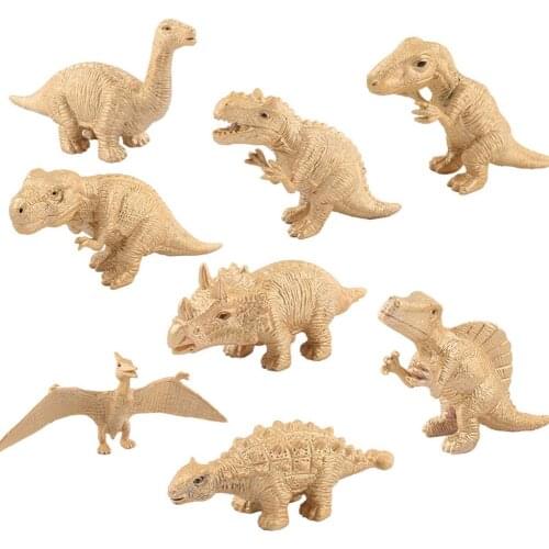 8 PCS Simulation Dinosaur Model Solid Durable Jungle Ornaments Dinosaur Set Tyrannosaurus Triceratops Model Gift Decoration