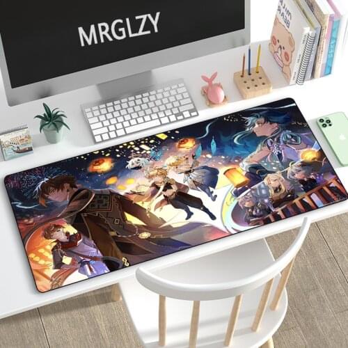MRGLZY Drop shipping Genshin Impact Multi-size Mouse Pad Gamer Large Desk Mat Computer Gaming Peripheral Accessories MousePads