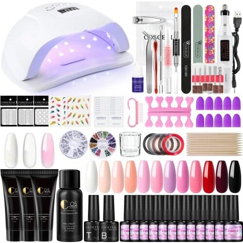 COSCELIA Nail Gel Polish Kit Uv Led Lamp With Gel Polish Set Semi-Permanent Varnish Nail Supplies Professional For Manicure Tool