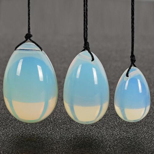 Natural Opalite Jade Eggs Drilled Yoni Egg 3 size Crystal Sphere Massager Kegel Balls for Tightening Viginal Muscle Love Stone