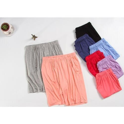 Pyjama trousers women shorts modal cotton solid plus size thin loose lounge elastic knee length sleep short summer