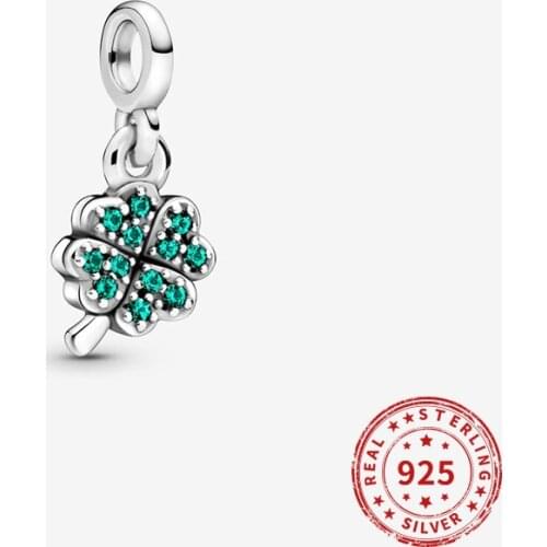 Real 925 Sterling Silver Beads My Four leaf Clover Dangle Charm Fit Original Pandora Me Bracelets Bangles Women Jewelry