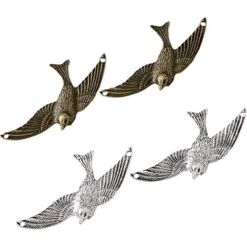 5Pcs Zinc Alloy Charms Antique Bronze Plated bird Charms Pendants Metal Jewelry Findings Fit DIY 41*72mm D533