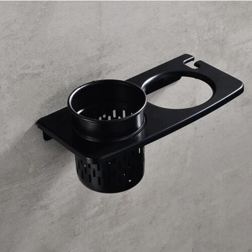 Hair Dryer Holder With Cup Households Rack Hair Blow Dryer Shelf Metal Wall Mount Bathroom Accessories Hair Dryer Rack