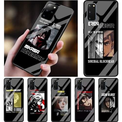 Hot Anime Attack On Titan Glass Phone Case for Samsung Galaxy S21 S20 FE Note 10 Lite S10 S9 S8 Plus 20 Ultra 9 S10e Cover