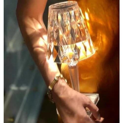 Transparent Crystal Table Light Acrylic Prism Desk Lamp Room Beside Night Lights Indoor Lighting Accessories Supplies