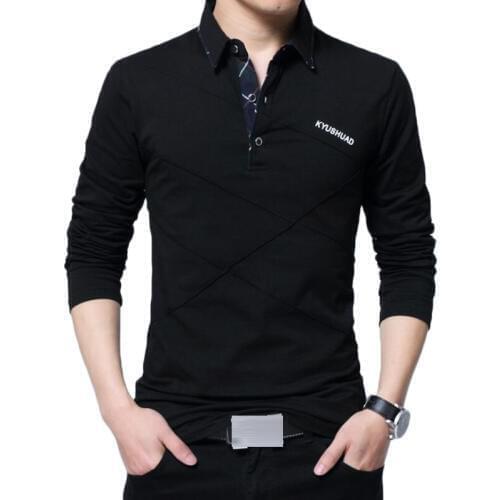 5XL Polo Shirt Men Casual Cotton Long Sleeve Tee Shirt Mens Spring Autumn Fashion Turn-down Stripe Designer Polos para hombre