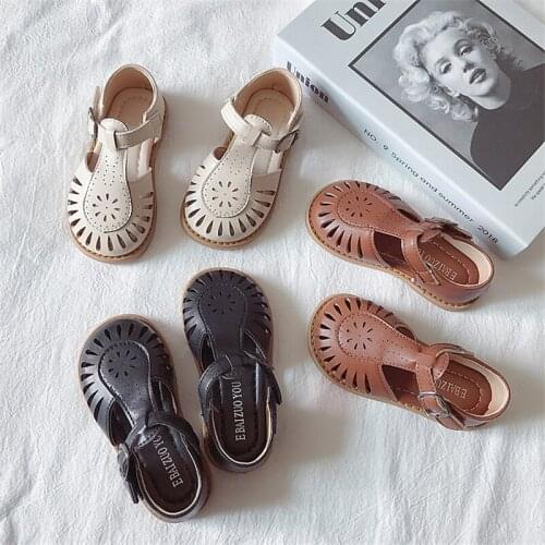 CAPSELLA KIDS Sandals Summer 1-12 Years Girls British Style Beach Shoes Cut-outs Children Shoes Sandals 22-36 Princess Vintage