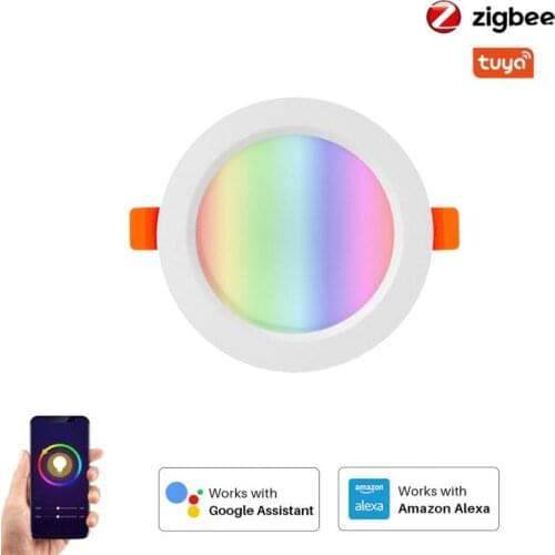 Tuya Zigbee LED Smart Downlight Tuya APP Control Round Spotlight Smart Home WiFi Dimming Ceiling Indoor Lights 10W RGBCW Light