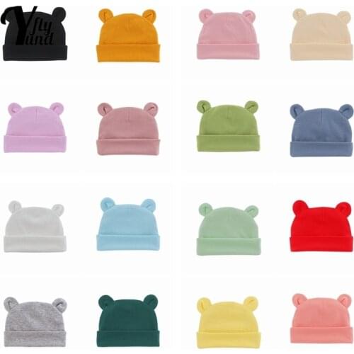 Yundfly Comfortable Warm Cotton Infant Hats Cute Cartoon Newborn Caps Baby Girls Headwear Hair Accessories Photography Props