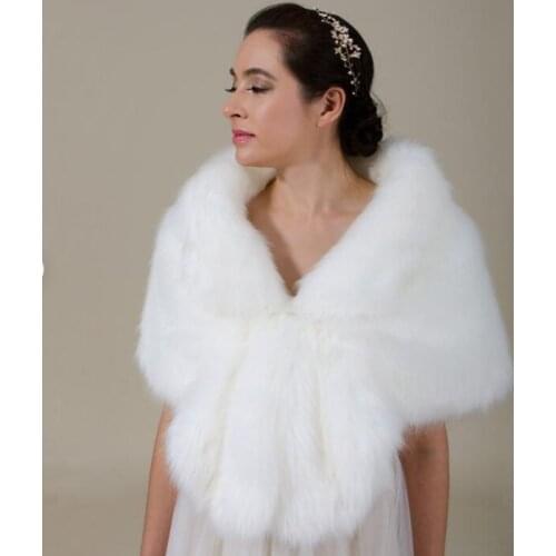 Ivory faux fur wrap faux fur stole Wedding Fur Shrug Bridal Jacket Coat