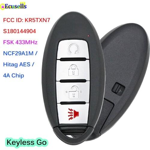 3+1B 433MHz Keyless-Go Smart Remote Key for Nissan Pathfinder Titan Murano NCF29A1M/HITAG AES/4A Chip FCC ID: KR5TXN7 S180144904