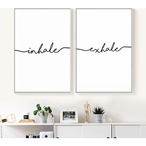 Inhale Exhale Nordic Poster Minimalist Canvas Art Prints Wall Art Painting Decorative Picture Living Room Decoration Unframed