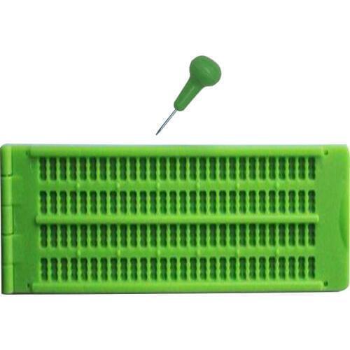 Green Tool Learning Portable Plastic Accessory Practical Practice Vision Care With Stylus Braille Writing Slate 4 Lines 28 Cells