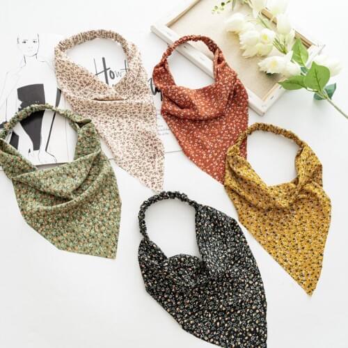 New Floral Square Scarf Women Elastic Hair Band Cross Border Hot Sale Baotou Triangle Towel Hair Accessories