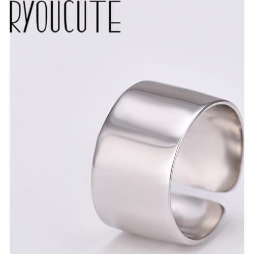 Punk Retro Silver Color Big Smooth Ring for Women Jewelry Bohemian Adjustable Antique Finger Rings Anillos joyas de plata