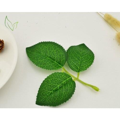 High Quality 10 Pcs Green Artificial Silk Rose Leaf Leaves for Bouquet Garland DIY Party Wedding Decoration Scrapbooking leaves