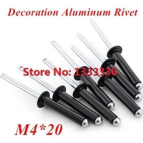 100pcs M4*20 Black Aluminum POP Rivet Core Pulling Decoration Rivets